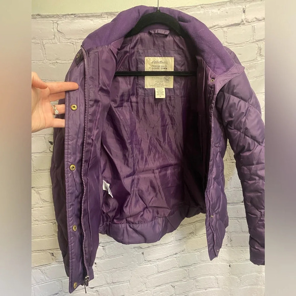 EDDIE BAUER Premium Goose Down Puffer Quilted Jacket Coat Women’s‎ Purple XS Y2K - Picture 2 of 11